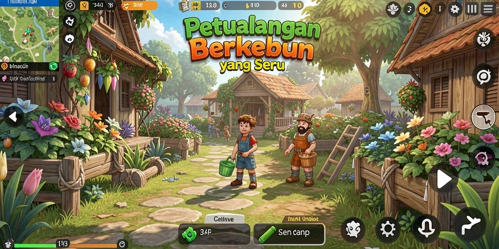 Tampilan gameplay 34R yang penuh warna dan menarik