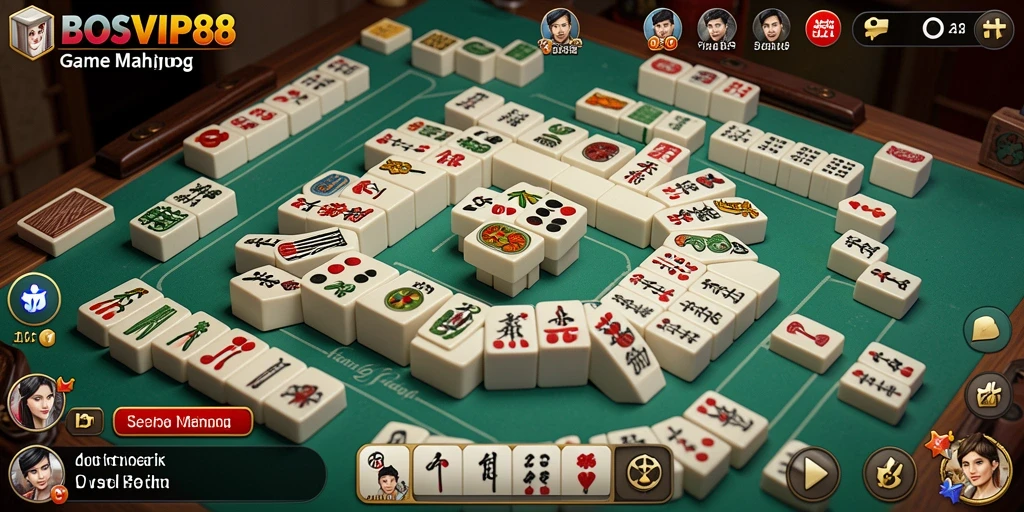 Tampilan gameplay seru dari permainan Mahjong BOSVIP88.