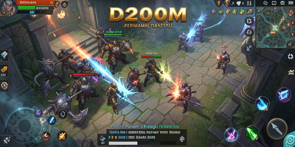 Screenshot D200M menampilkan aksi pertempuran yang mendebarkan.