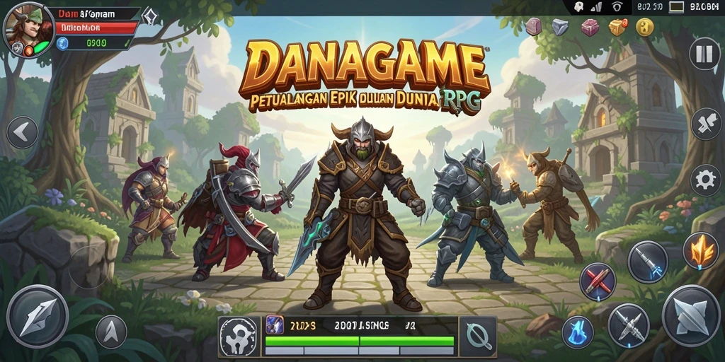 Screenshot menampilkan pertarungan seru dalam DANAGAME RPG.