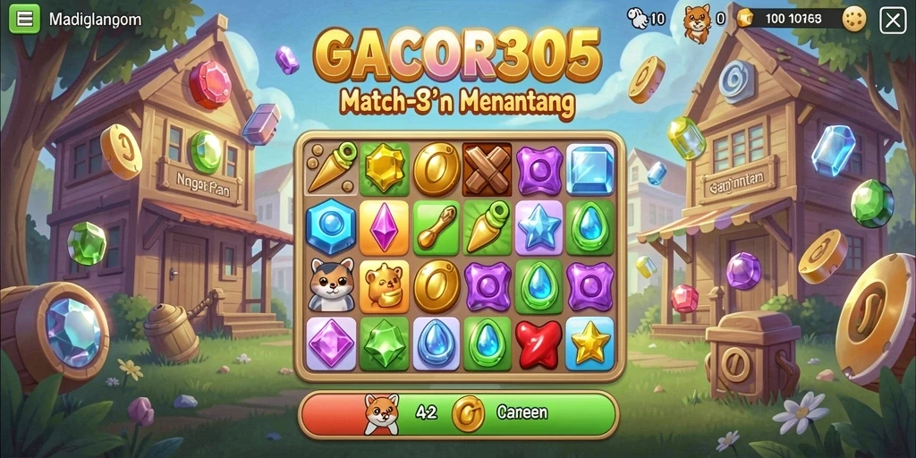 Tampilan gameplay GACOR305 yang penuh warna dan menantang.
