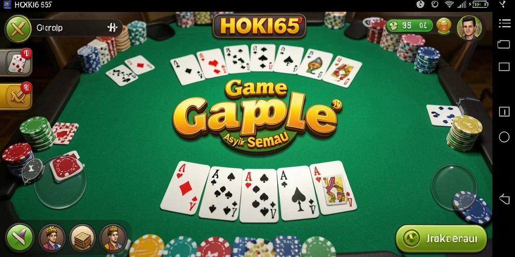 Screenshot gameplay HOKI65 menunjukkan aksi seru di meja Gaple.
