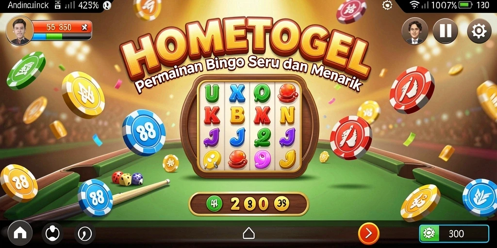 Tampilan gameplay HOMETOGEL yang seru dan interaktif dalam permainan Bingo.