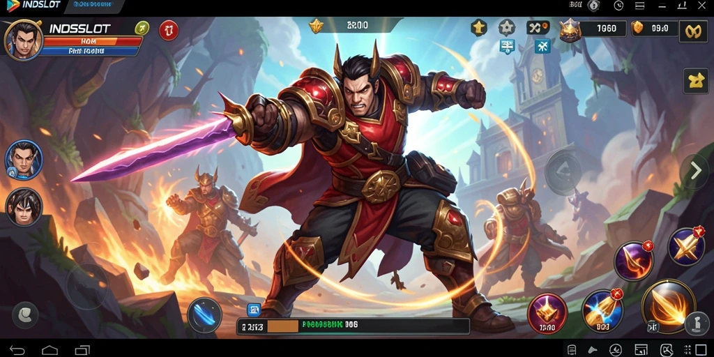 Screenshot gameplay INDSLOT yang menunjukkan pertarungan yang seru dan penuh aksi.