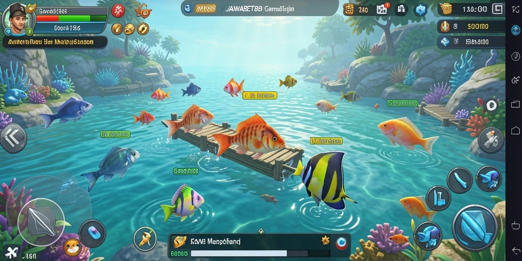 Tampilan gameplay seru dalam game Fishing JAWABET88.