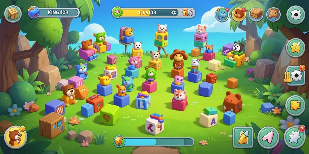 Layar gameplay KING403 dengan berbagai teka-teki menarik.