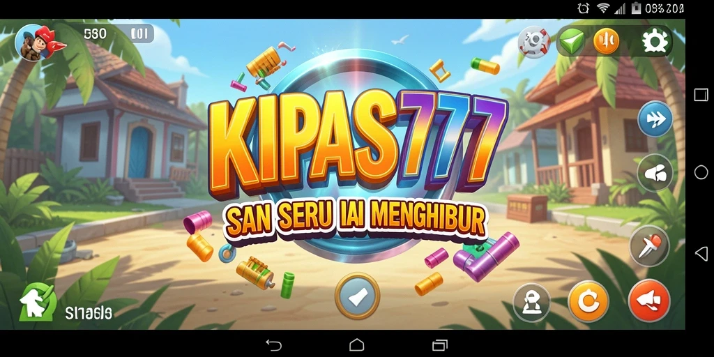 Tampilan gameplay KIPAS777 yang ceria dan penuh warna.