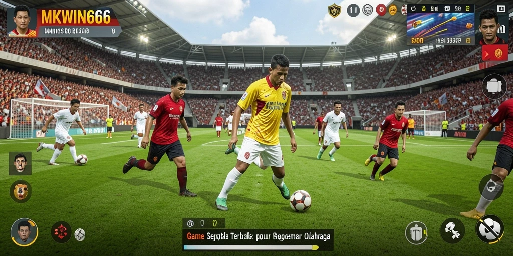 Tampilan gameplay seru di MKWIN666 dengan aksi sepak bola yang mendebarkan.