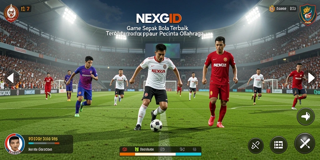 Tampilan gameplay NEXGID yang mendebarkan di lapangan sepak bola.