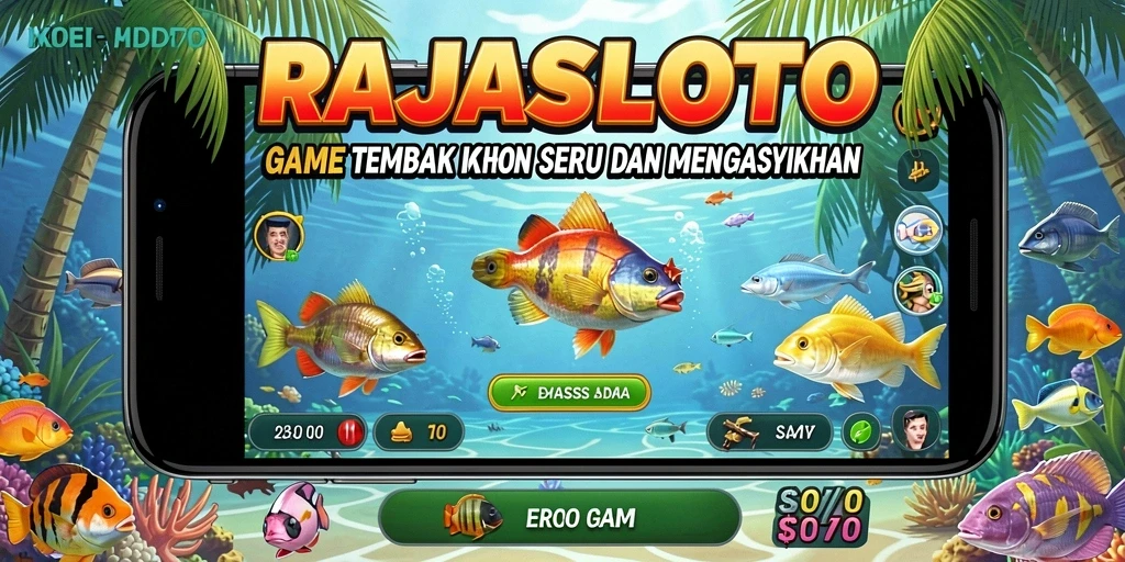 Gameplay seru RAJASLOTO dengan aksi menembak ikan.