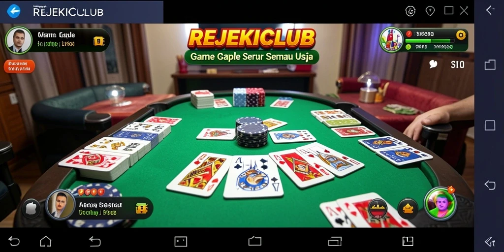 Screenshot gameplay seru dari REJEKICLUB yang menunjukkan pertandingan Gaple.