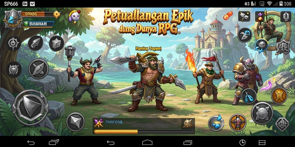 Screenshot dari gameplay RPG SP666 menunjukkan pertarungan mendebarkan dan dunia yang kaya.