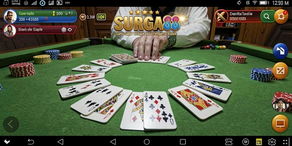 Tampilan gameplay SURGA88 dengan suasana permainan Gaple yang seru.
