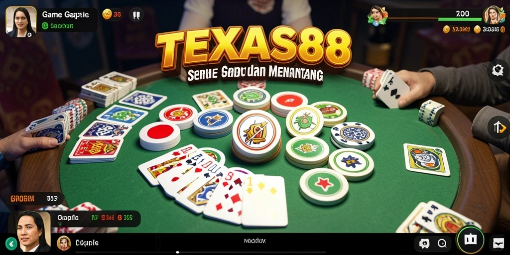 Tampilan gameplay seru dari TEXAS88 dalam permainan Gaple.