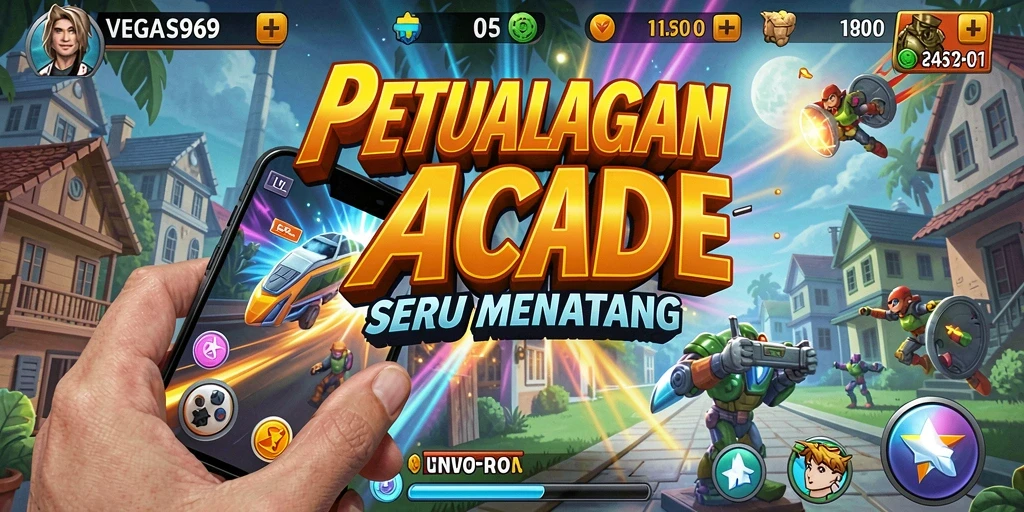 Screenshot permainan <strong>VEGAS969</strong> yang menampilkan aksi seru di level arcade.