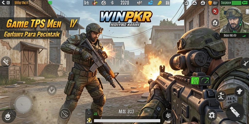 Tampilan gameplay seru dari WINPKR saat aksi tembak-menembak.